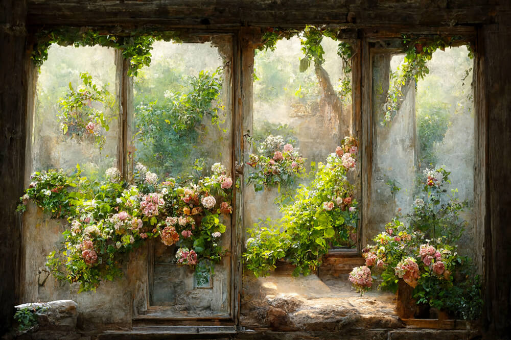 Sfondo Di Belle Arti Con Fiori Di Pittura A Olio Vintage M-30