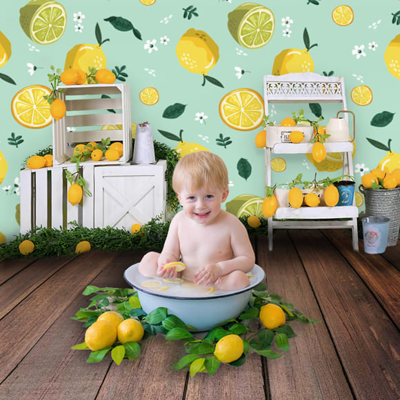 Sfondo Verde Limone Per Fotografia Per Bambini M-32