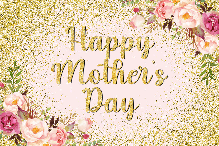 Sfondo Dorato Splendente Con Fiori Per La Festa Della Mamma M-57