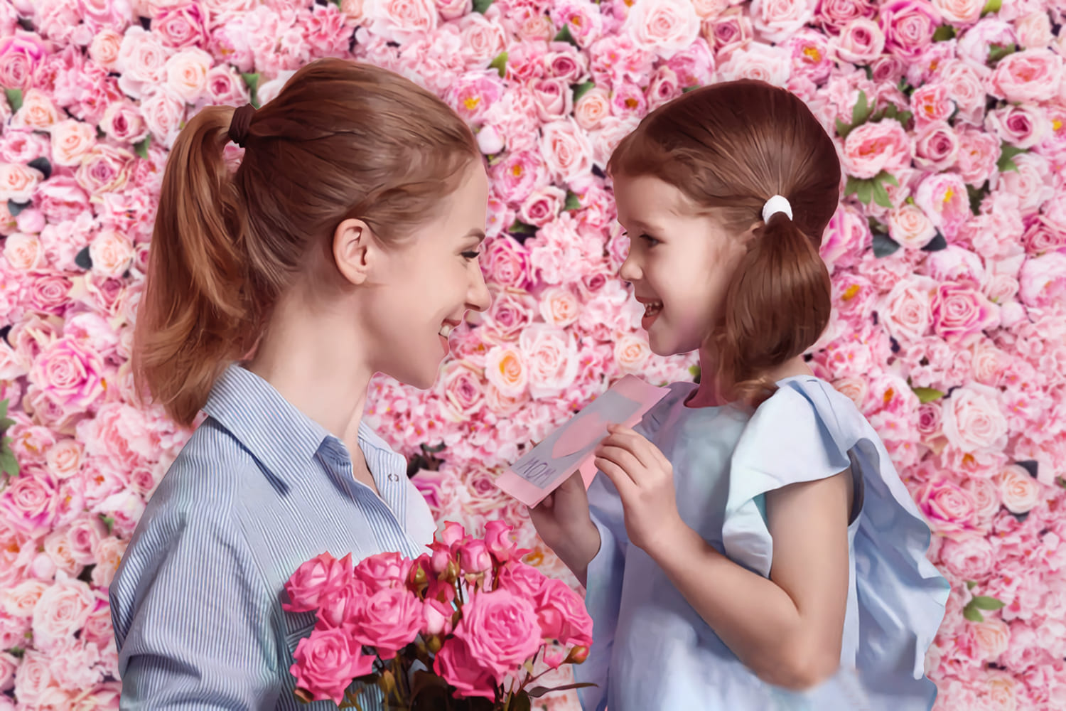 Sfondo Fotografico Con Rose Rosa E Fiori M-62