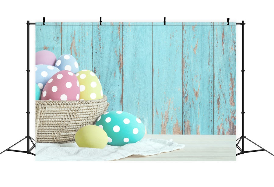 Sfondo Del Pannello Di Legno Vecchio Blu Dell'Uovo Di Pasqua M1-17