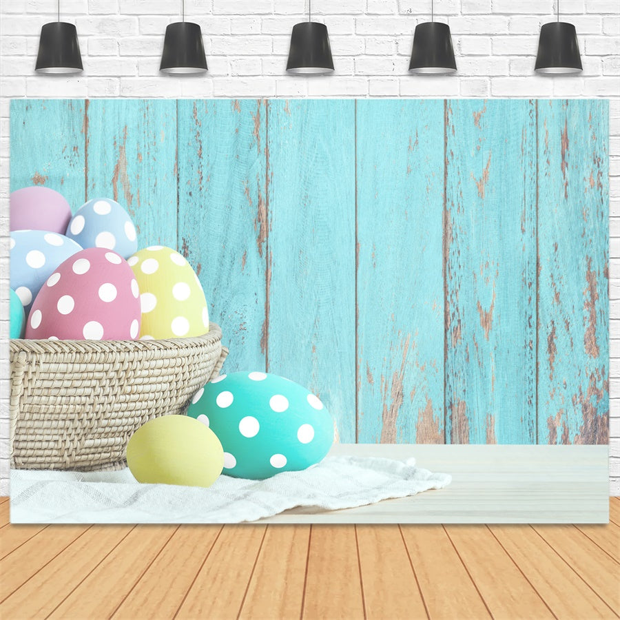 Sfondo Del Pannello Di Legno Vecchio Blu Dell'Uovo Di Pasqua M1-17