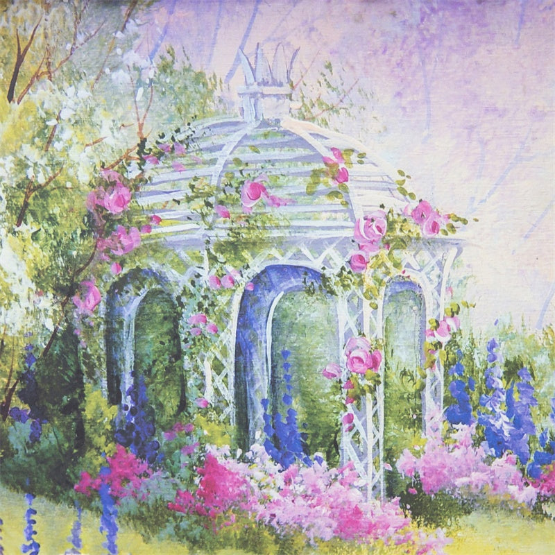 Pittura A Olio Primaverile Fantasia Avvolgente Sullo Sfondo Del Padiglione Fiorito M1-19