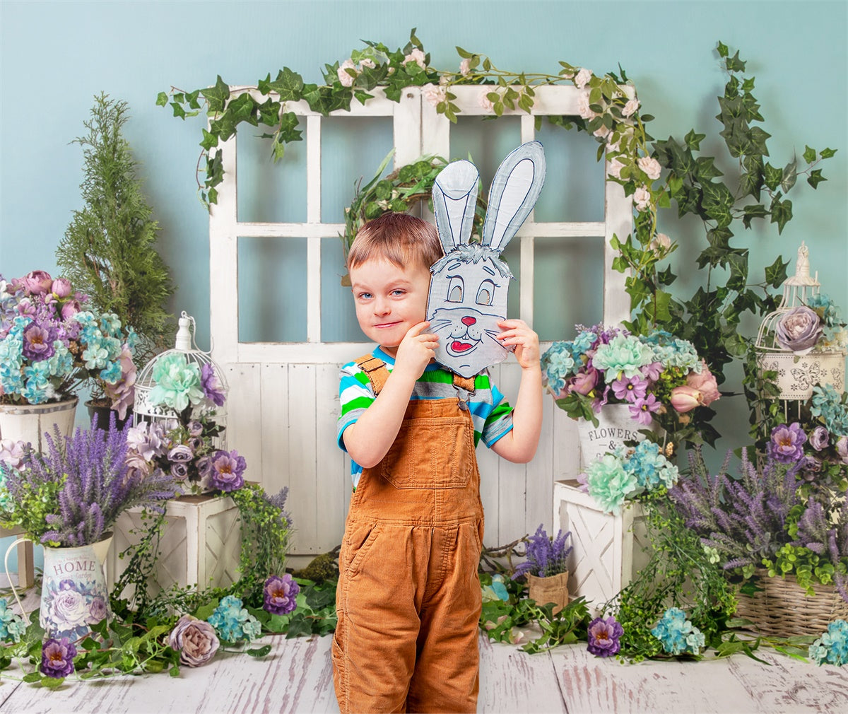 Ghirlanda Di Fiori Primaverili Porta In Legno Sfondo Fresco M1-21