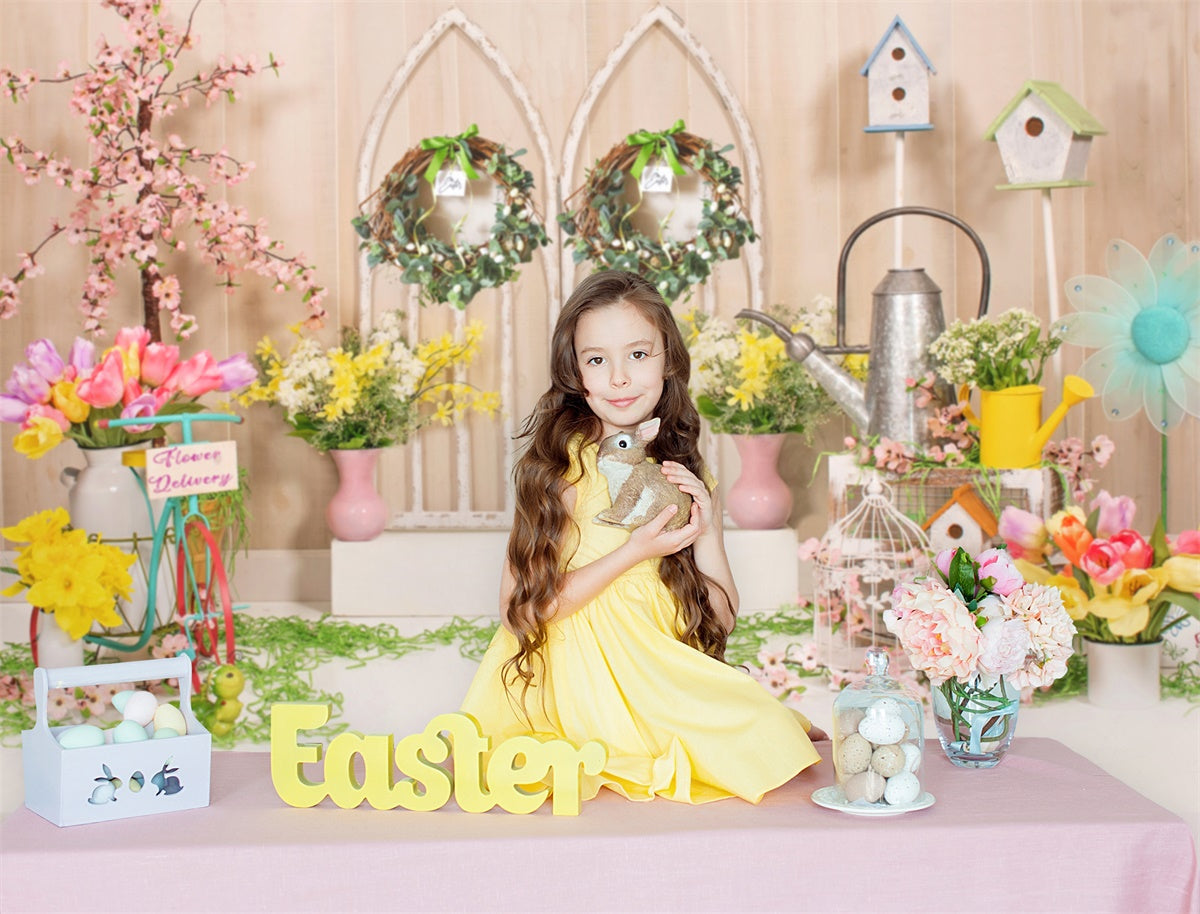 Sfondo Di Fiori Di Uova Di Ghirlanda Di Pasqua M1-26