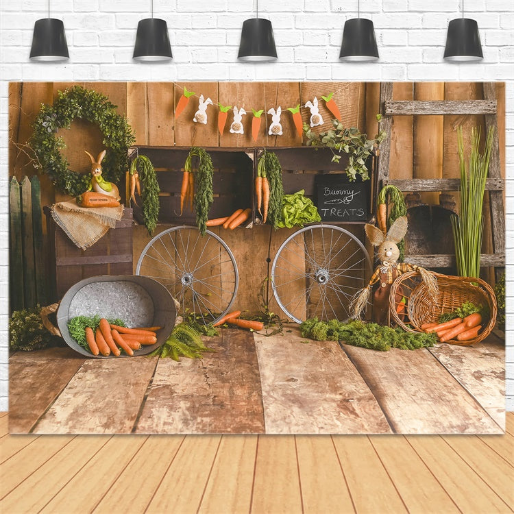 Sfondo Decorativo Per Tavola Di Legno Del Negozio Di Carote Di Pasqua M1-32