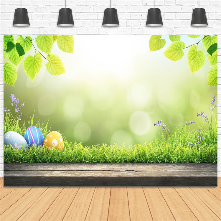 Sfondo Di Prato Frondoso Verde Sole Delle Uova Di Pasqua M1-35