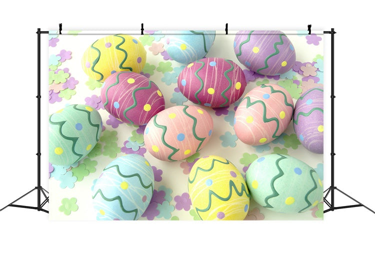 Sfondo Ritaglio Di Fiori Di Uova A Strisce Giganti Di Pasqua M1-56
