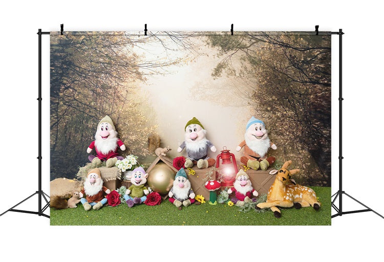 Primavera Sette Bambini Persone Fulvo Scoiattolo Foresta Sfondo M1-62