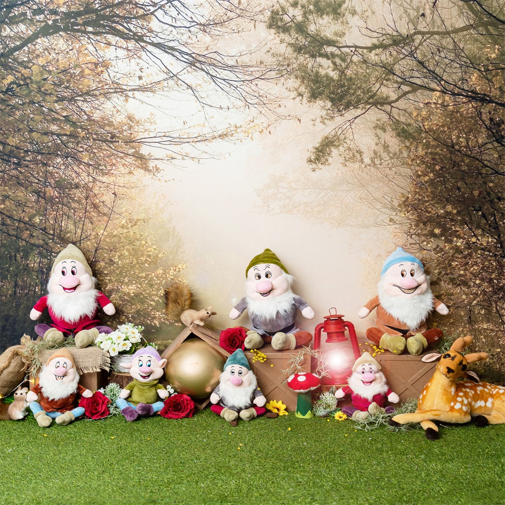 Primavera Sette Bambini Persone Fulvo Scoiattolo Foresta Sfondo M1-62