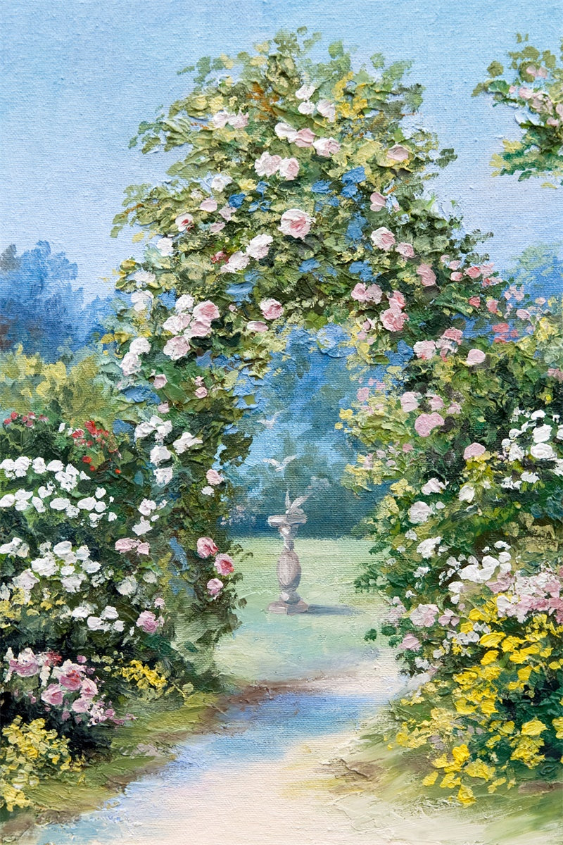 Sfondo Di Sculture Da Giardino Ad Arco Di Fiori Primaverili M1-69