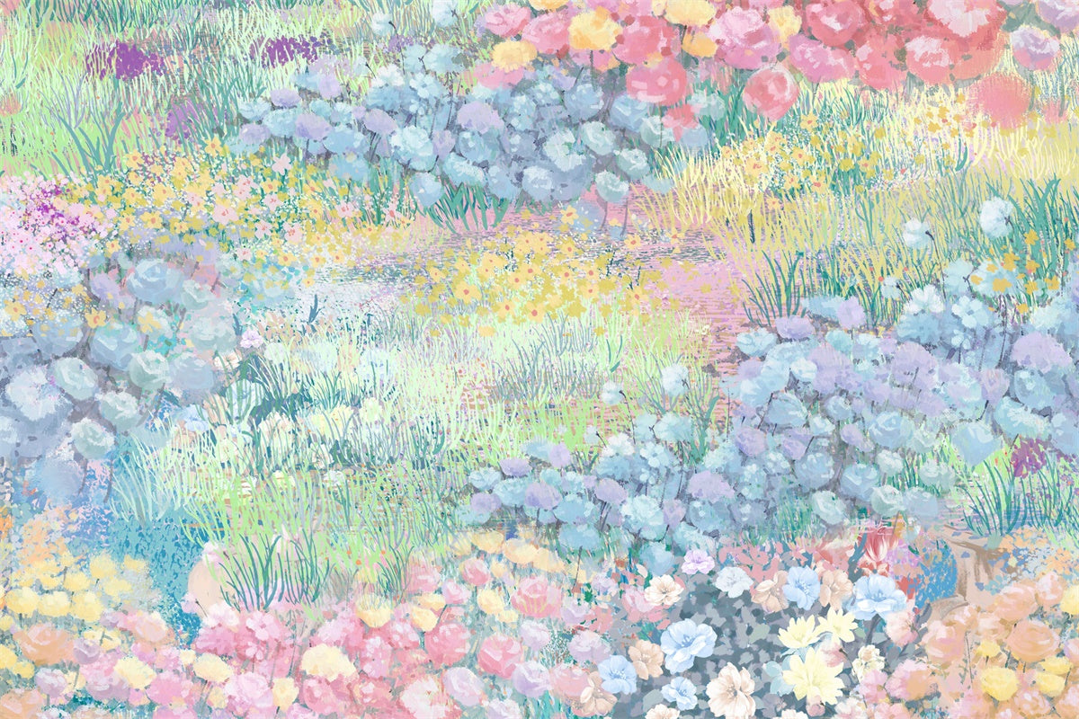 Pittura A Olio Primaverile Romantico Prato Con Fiori Sparsi Sullo Sfondo M1-71