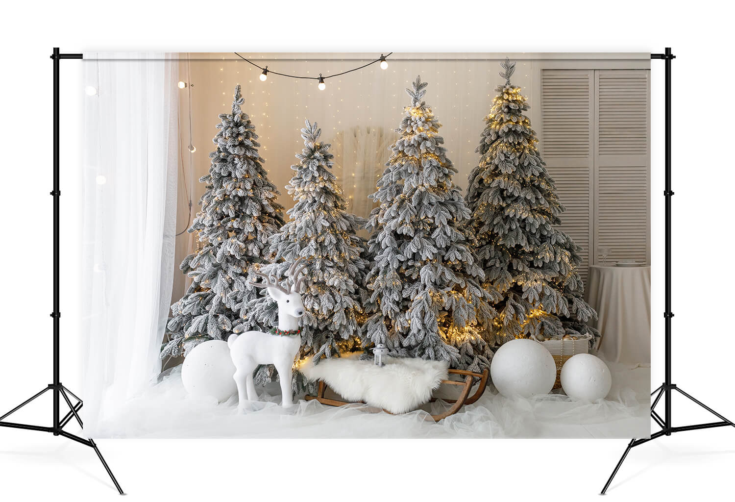 Sfondo Fotografico Con Decorazione Alce Albero Di Natale M10-06