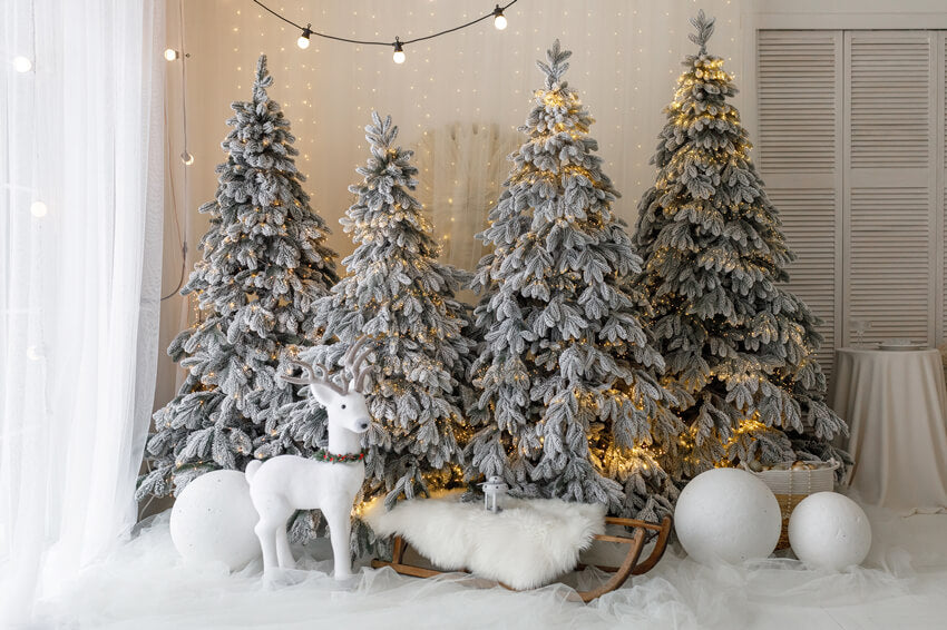 Sfondo Fotografico Con Decorazione Alce Albero Di Natale M10-06