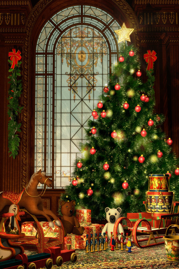 L'Albero Di Natale Decorato Presenta Giocattoli Sullo Sfondo M10-20
