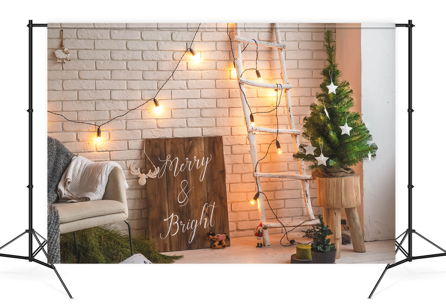 Sfondo Di Luci Da Parete Per Stanza Decorata Con Natale M10-24