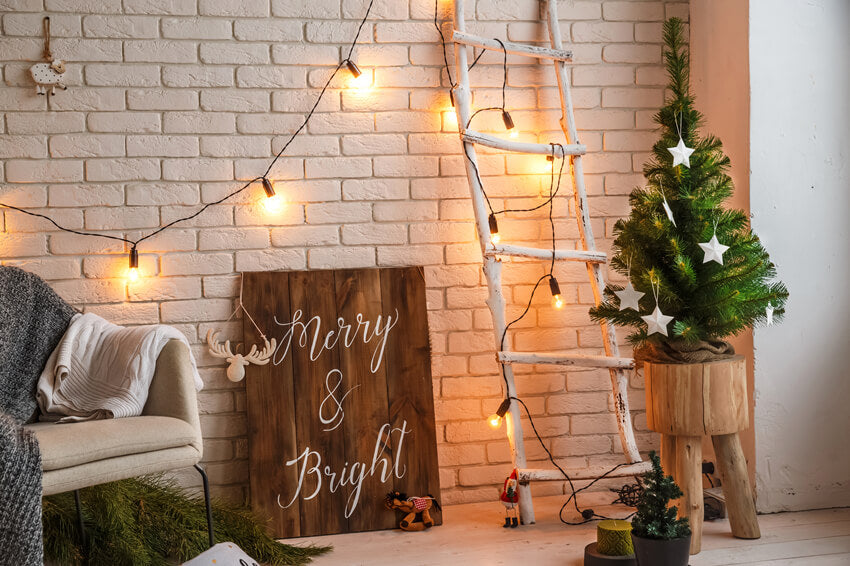 Sfondo Di Luci Da Parete Per Stanza Decorata Con Natale M10-24