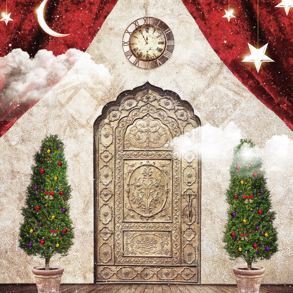 Sfondo Delle Stelle Della Luna Della Porta Del Paese Delle Meraviglie Di Natale M10-30