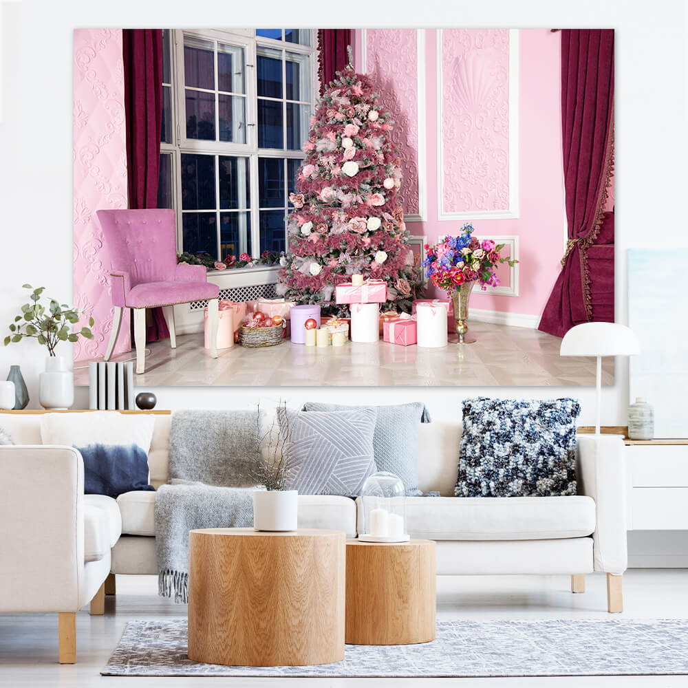Sfondo Rosa Dei Regali Della Stanza Dell'Albero Di Natale M10-45
