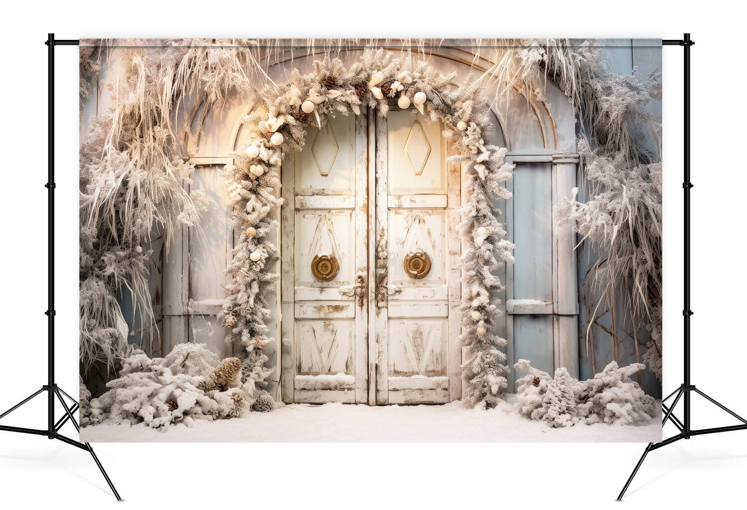 Sfondo Fotografico Per Porta Rustica Di Natale Invernale M10-60