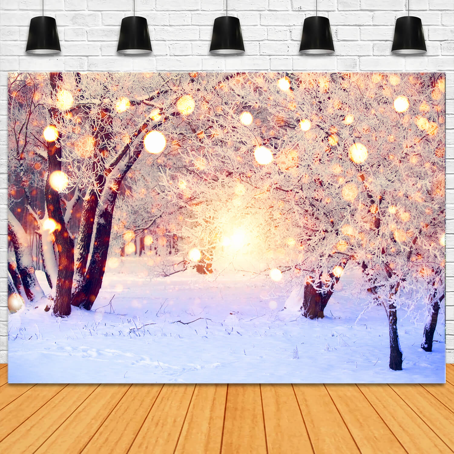 Sfondo Fotografico Con Luci Glitterate Di Neve Invernale M10-71