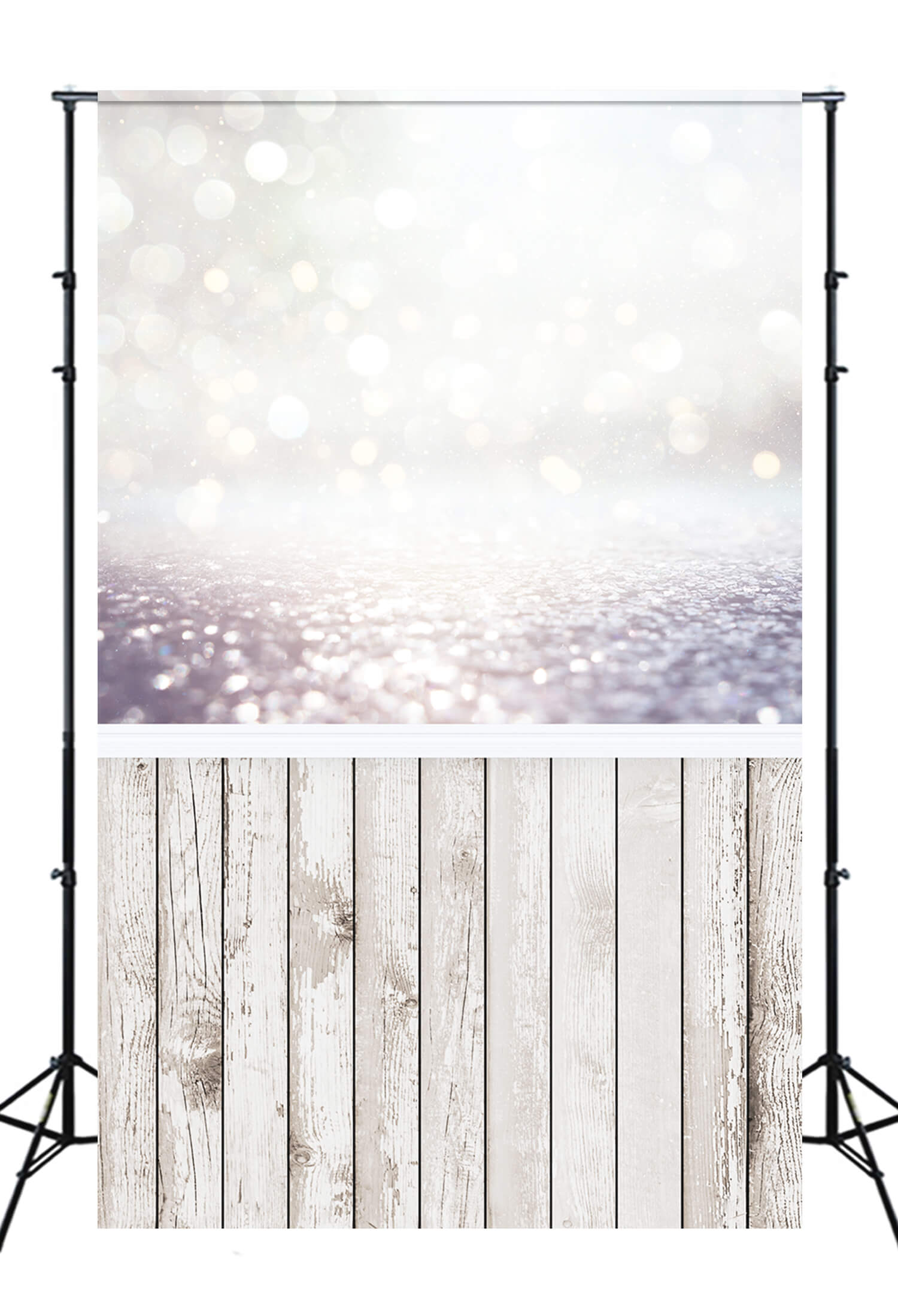 Sfondo Natalizio Con Pavimento In Legno Glitter Bokeh M10-76