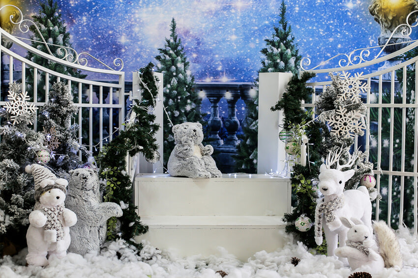 Sfondo Di Inverno Natale Pupazzo Di Neve Fulvo Orso M11-10