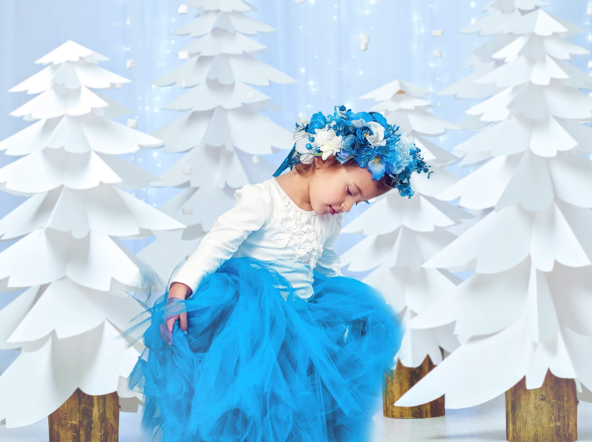 Sfondo Fotografico In Carta Con Alberi Di Natale M11-16