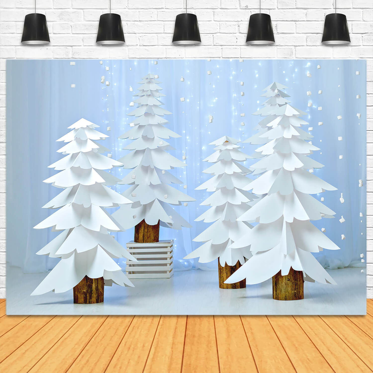 Sfondo Fotografico In Carta Con Alberi Di Natale M11-16