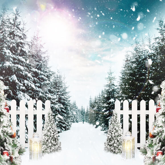 Sfondo Di Fiocchi Di Neve Foresta Invernale Albero Di Natale M11-28