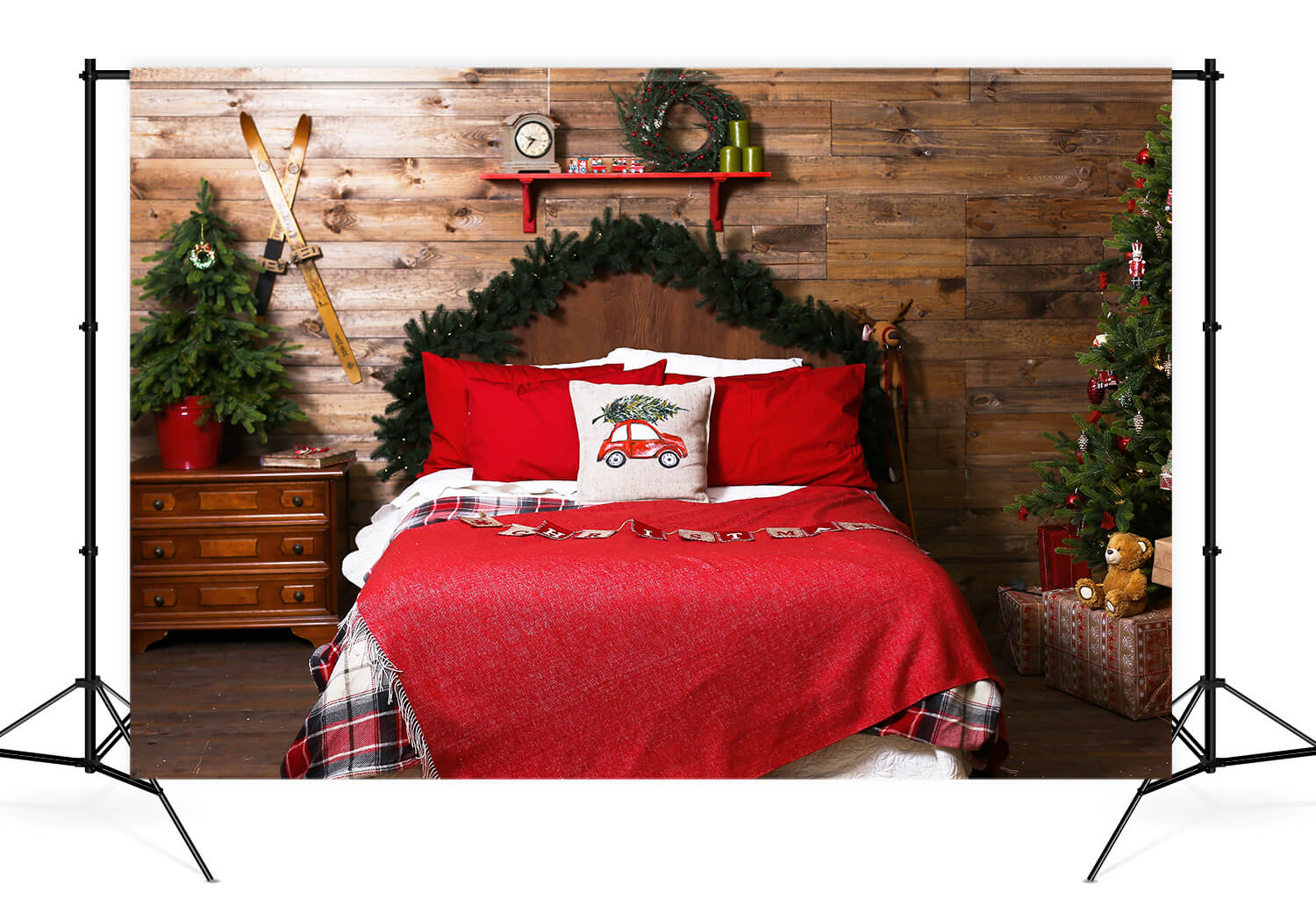 Sfondo Di Parete In Legno Retro Per Camera Da Letto Di Natale M11-34