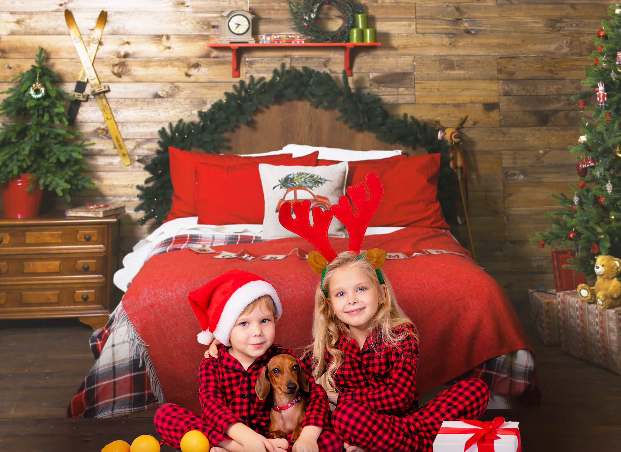 Sfondo Di Parete In Legno Retro Per Camera Da Letto Di Natale M11-34
