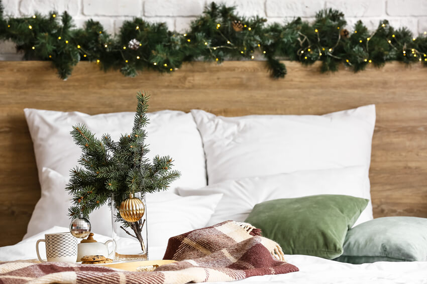 Sfondo Della Camera Da Letto Decorato Con Testiera Natalizia M11-35