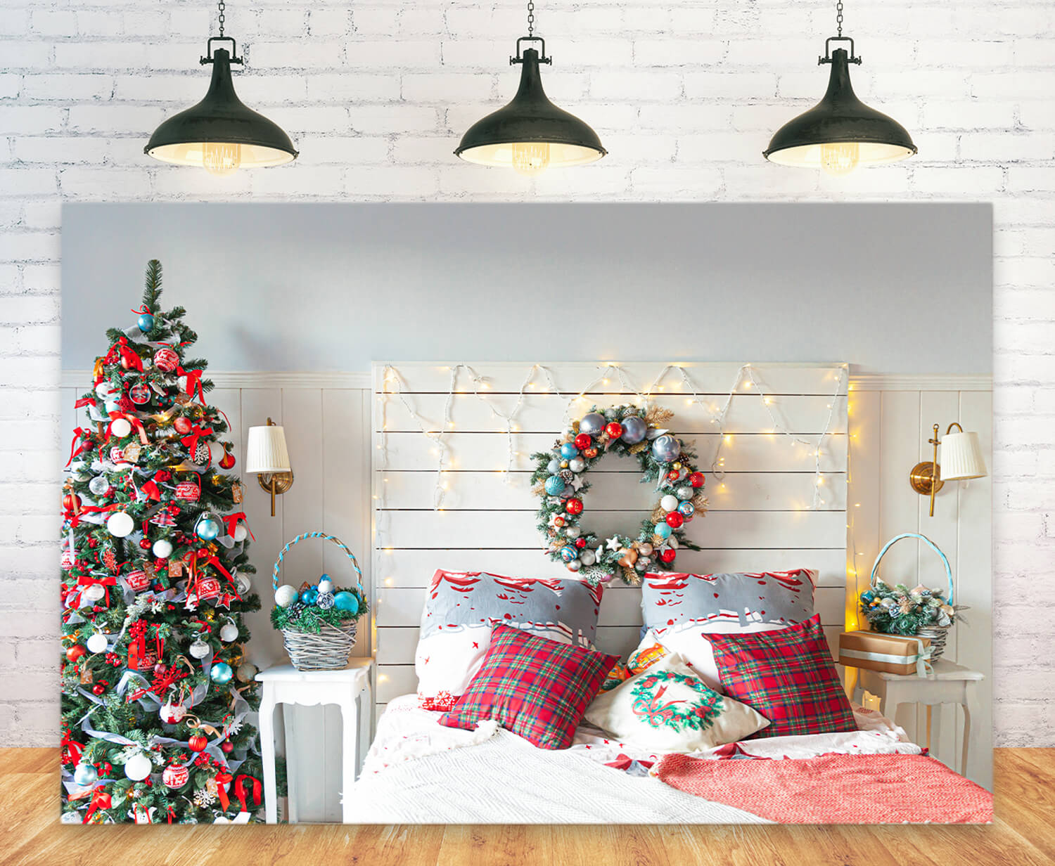 Sfondo Interno Della Stanza Decorata Con Albero Di Natale M11-37