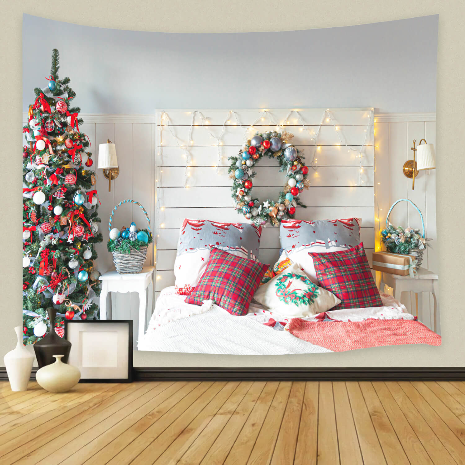 Sfondo Interno Della Stanza Decorata Con Albero Di Natale M11-37