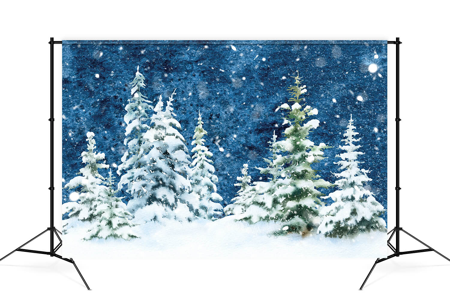 Sfondo Acquerello Di Neve Foresta Di Abete Rosso Invernale M11-46