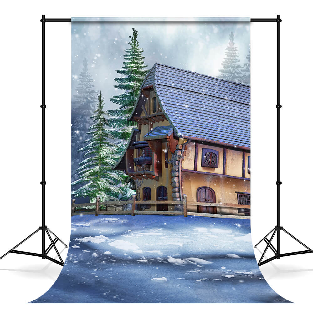 Sfondo Fotografico Invernale In Cabina Forestale Con Neve M11-50