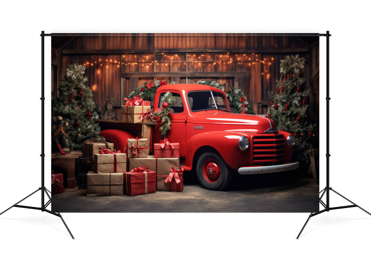 Sfondo Di Camion Rosso Regalo Di Natale Per Fotografia M11-56