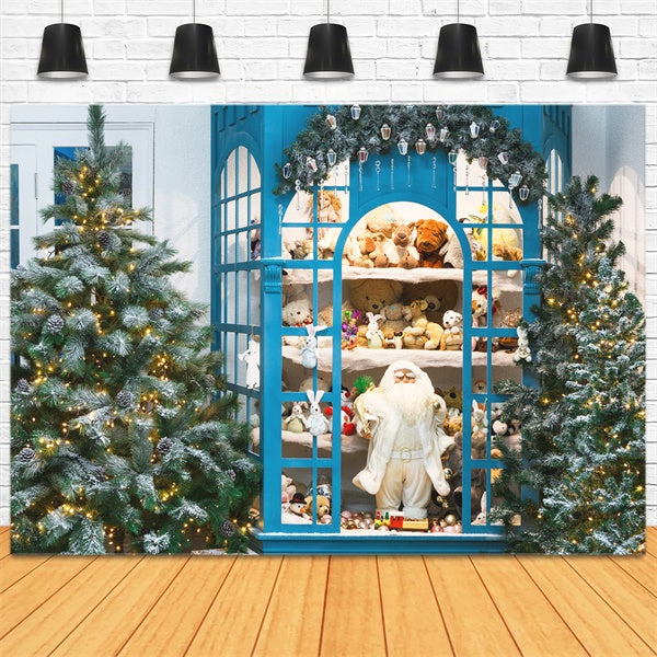 Scaffale Natalizio Pieno Di Giocattoli Alberi Decorati Regali Babbo Natale Sullo Sfondo M11-75