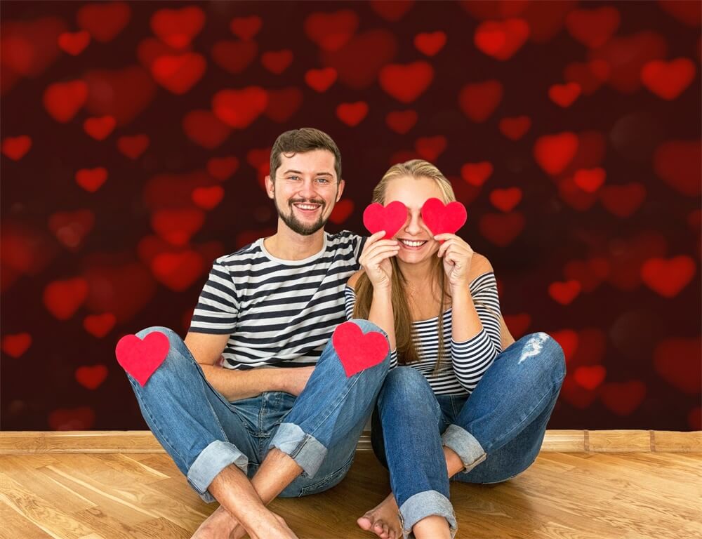 Sfondo Romantico Con Scena Sparsa Di Alone Di Cuore Rosso Coperto Di San Valentino M12-06