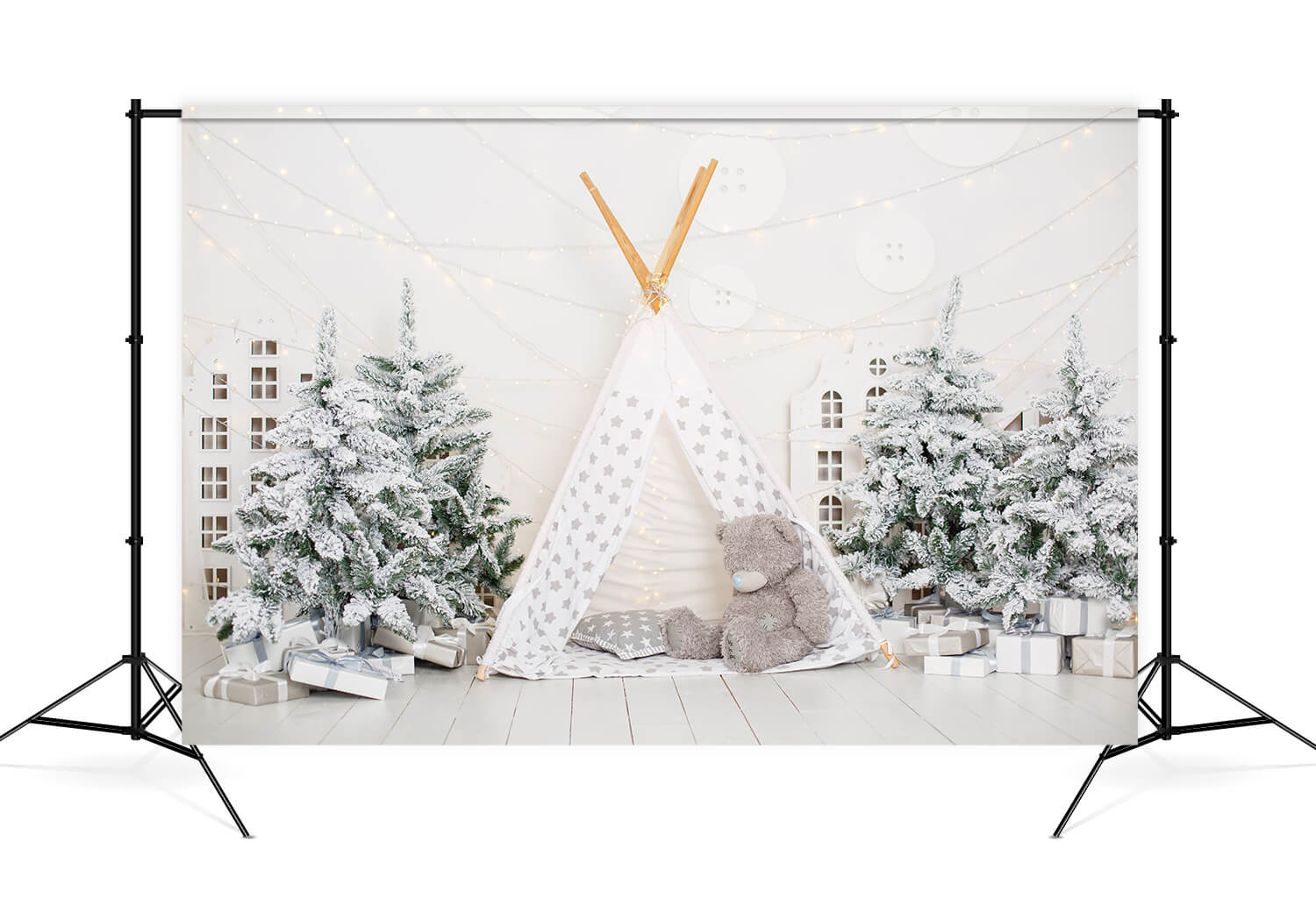 Sfondo Natalizio A Bassa Saturazione Startent Bear Snow Christmas Tree Gift M12-29