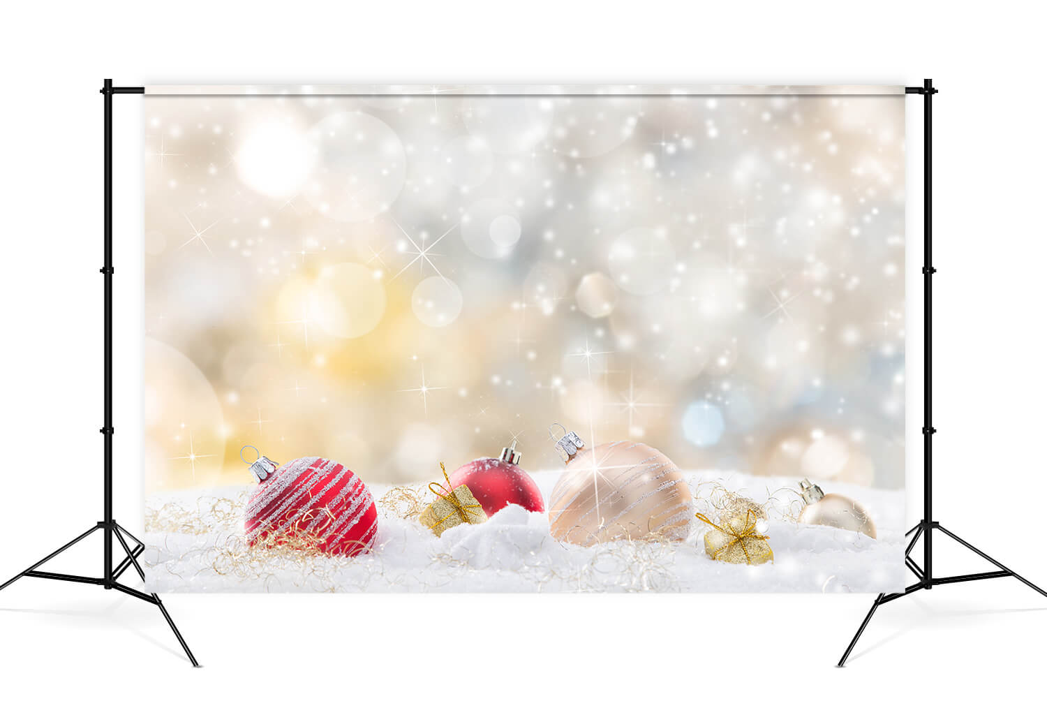 Sfondo Di Decorazioni Natalizie Innevate Con Punti Di Luce Fantasy M12-30