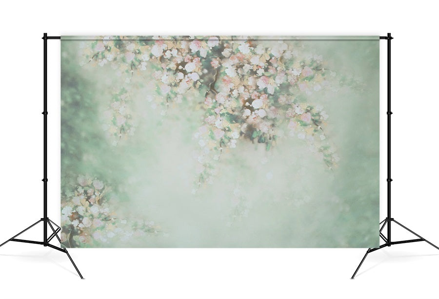 Abstract Elegante Fiore Pallido Fresco Sfondo Verde M12-37