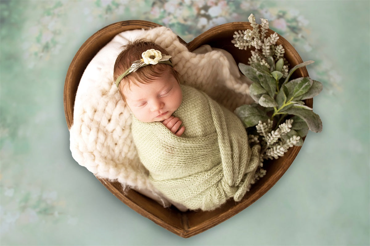 Abstract Elegante Fiore Pallido Fresco Sfondo Verde M12-37