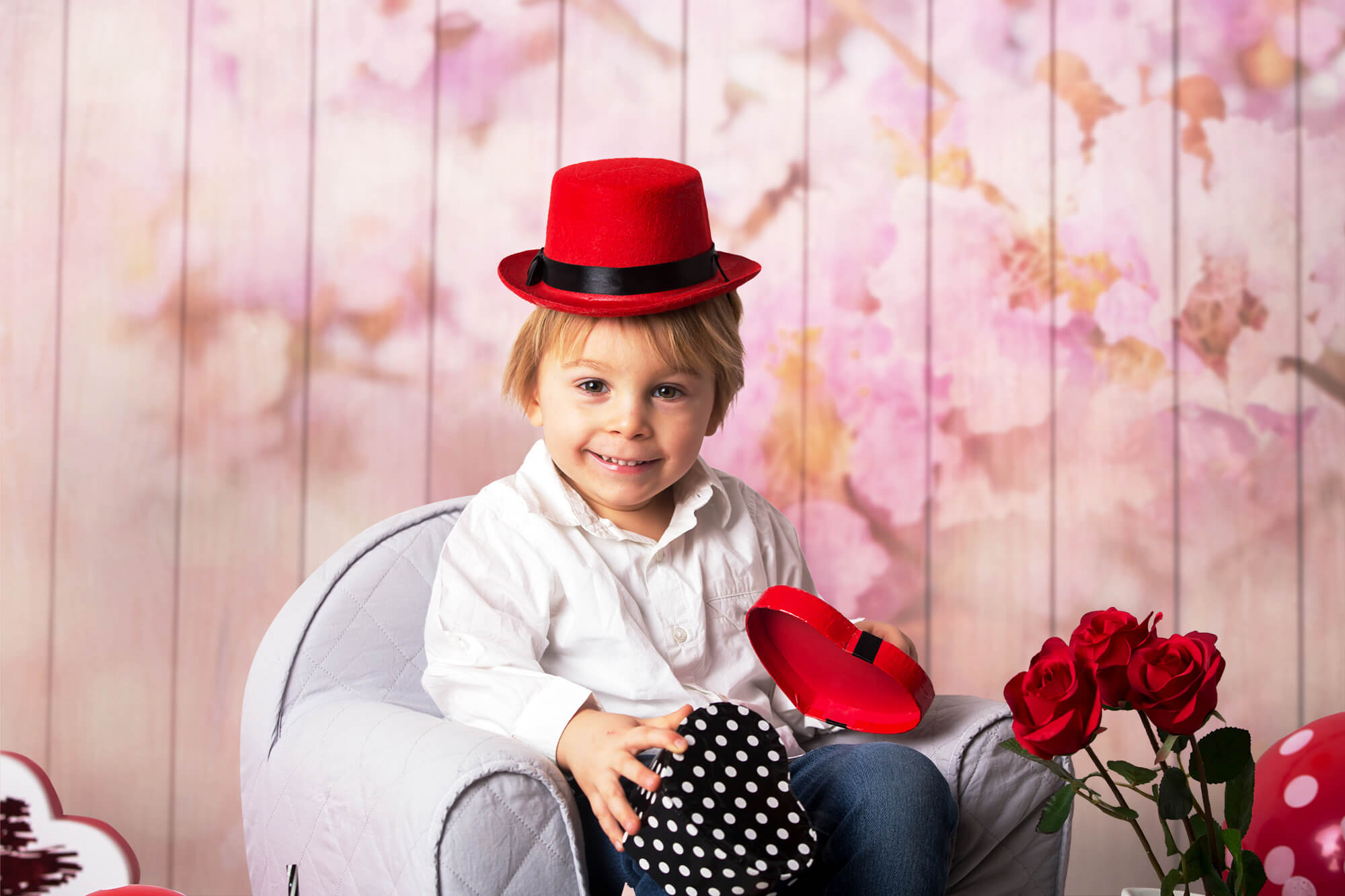 Sfondo Per Pavimento In Legno Con Scene Sparse Floreali Rosa Chiaro M12-44