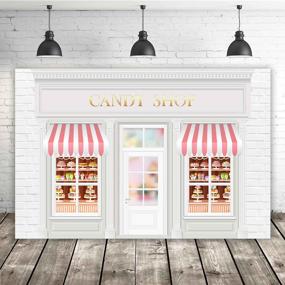 San Valentino Dolce Cupido Candy Cake Shop Sfondo Muro Di Mattoni Bianchi M12-45