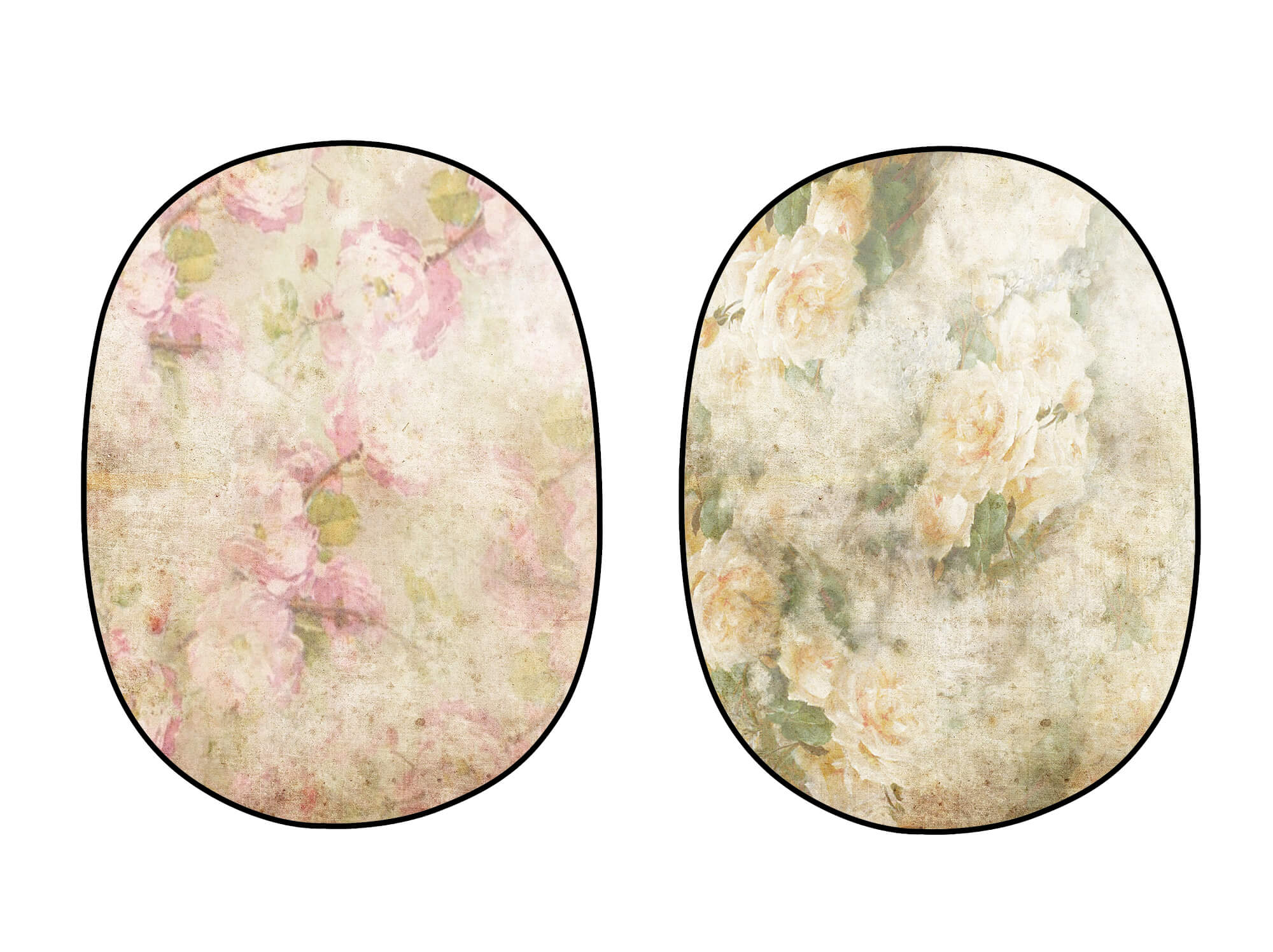 Fondale Pieghevole Elegante Vintage Rosa/Giallo Bocciolo Di Rosa Fronte-Retro 1.5x2m M12-49