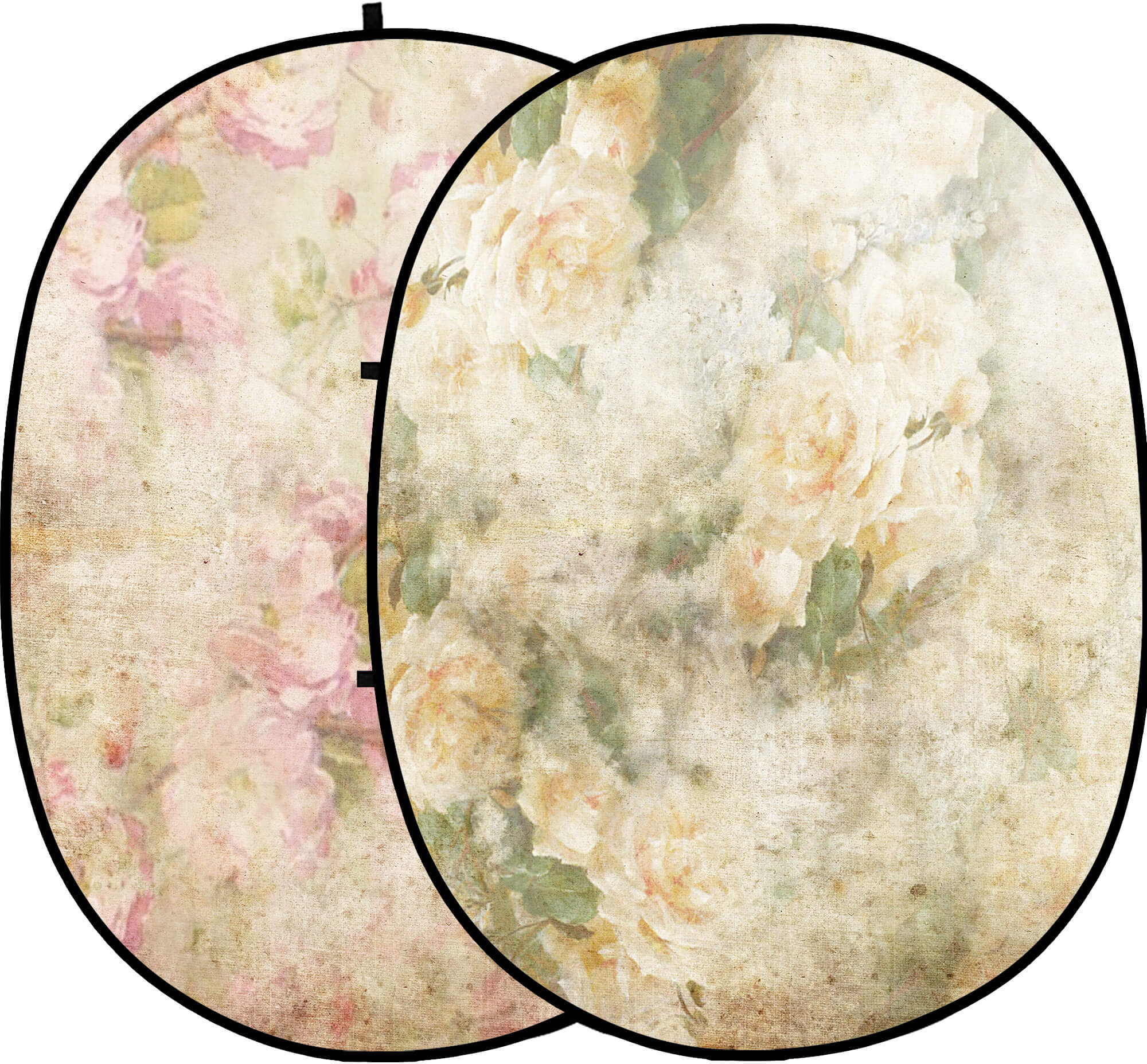 Fondale Pieghevole Elegante Vintage Rosa/Giallo Bocciolo Di Rosa Fronte-Retro 1.5x2m M12-49