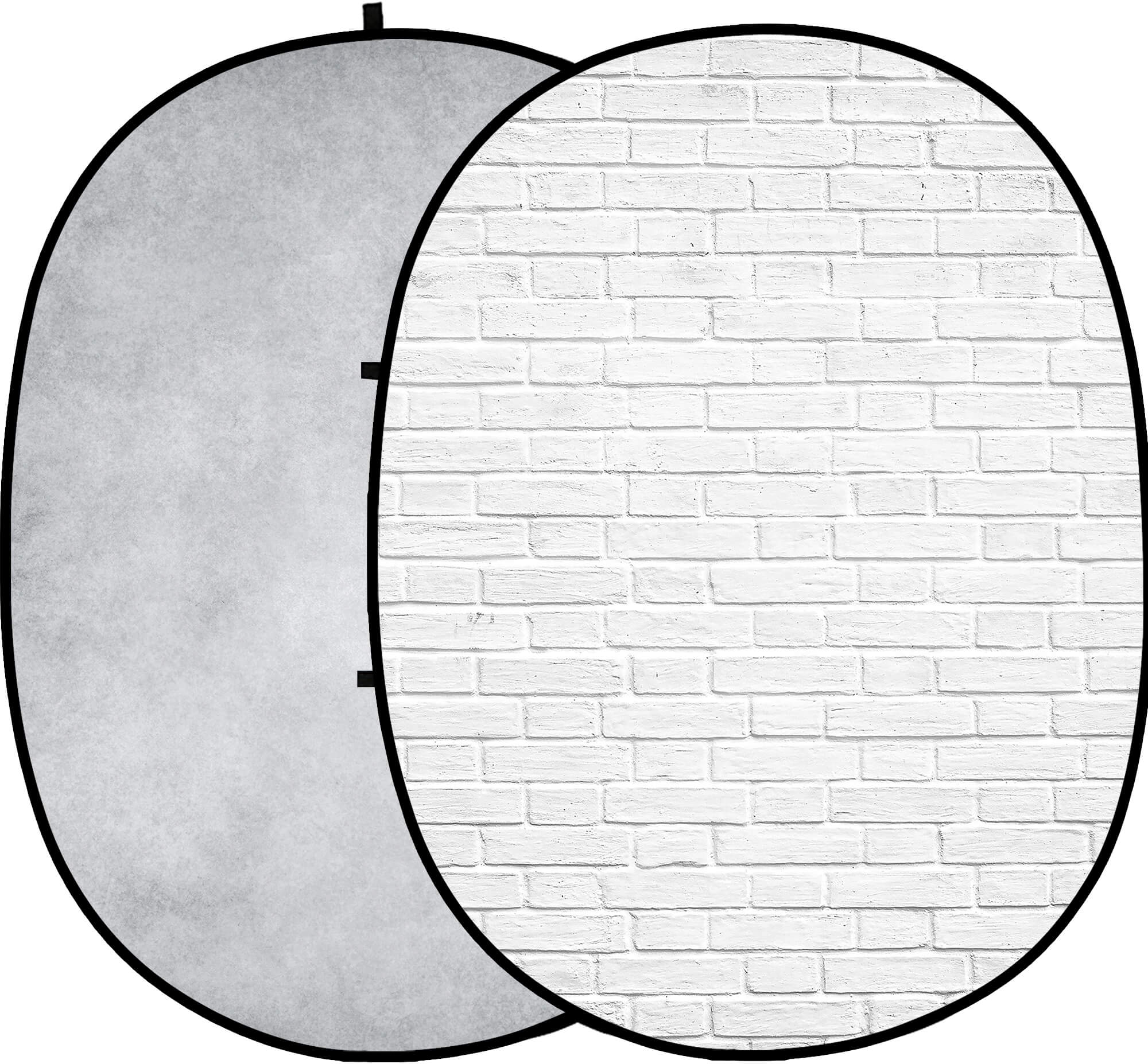 Sfondo Pieghevole Bifacciale Per Muro Di Mattoni Grigio Chiaro/Bianco 5x6.5ft M12-78