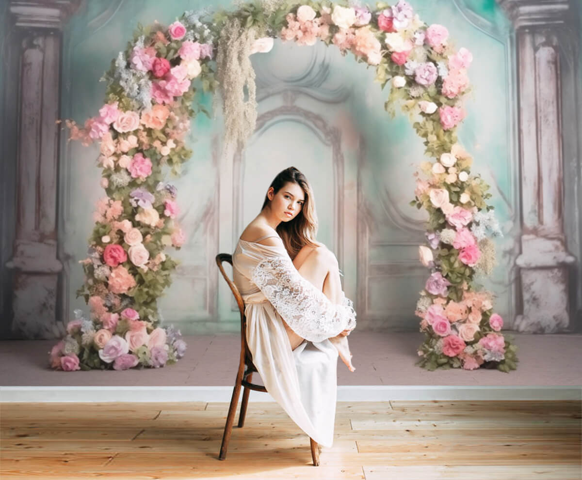 Linea Dipinta A Mano Scultura Da Parete Colonna Romana Fiore Arco Sfondo M2-13